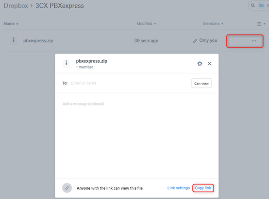 3CX PBX-dropbox